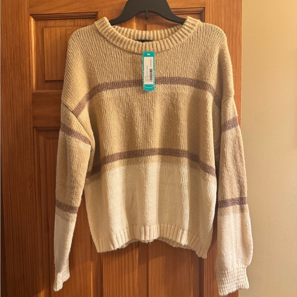 NWT Striped Beige and Brown Women's Sweater